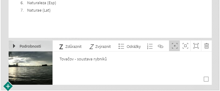 Obrázek 41 Zeleným tlačítkem PLUS posuňme prezentaci opět o jeden krok kupředu a vložíme do nově otevřené stránky fotografii, kterou nám v nabídce předkládá autorský tým projektu Sway.