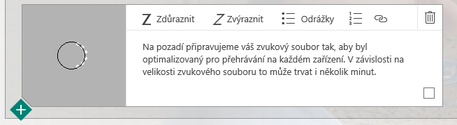 Do naší Sway vložíme zvuk ve formátu MP3 a to tak, že klikneme na