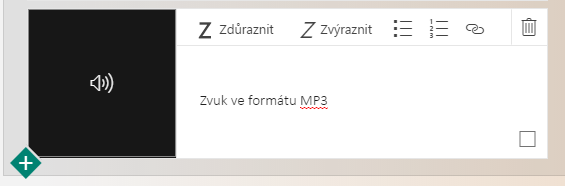 Horní menu: Vložit Návrhy OneDrive Obrázek 58 Z pohledu uživatele je vložení zvukového soubor WAV tatáž práce, zvukové soubory se samozřejmě významně liší