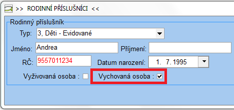 II. Záložka Osobní údaje - Zaměstnanec oblast