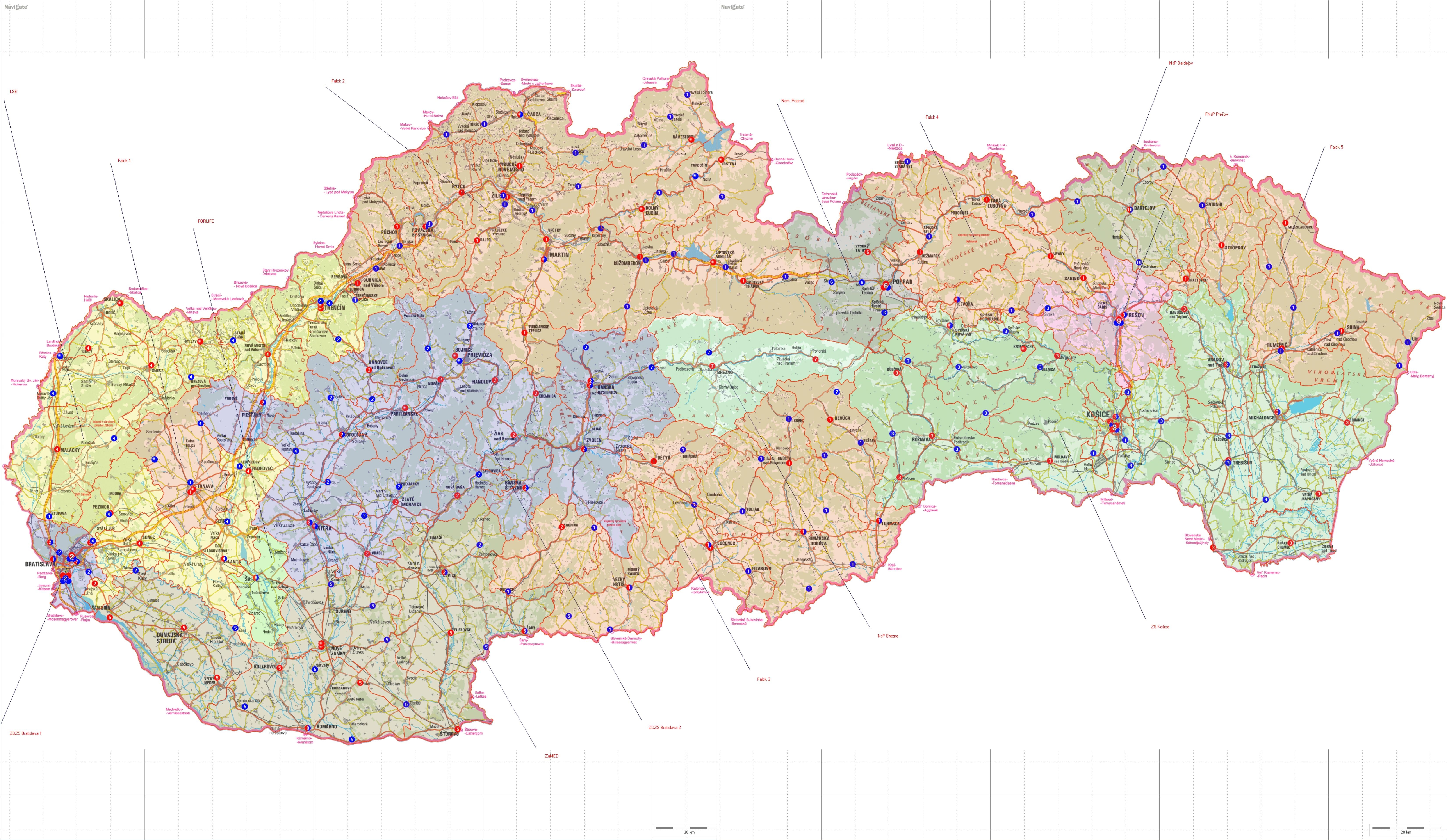 pozemných ambulancií ZZS v rámci územia Slovenskej republiky je graficky znázornené na mape č. 1. Mapa č.