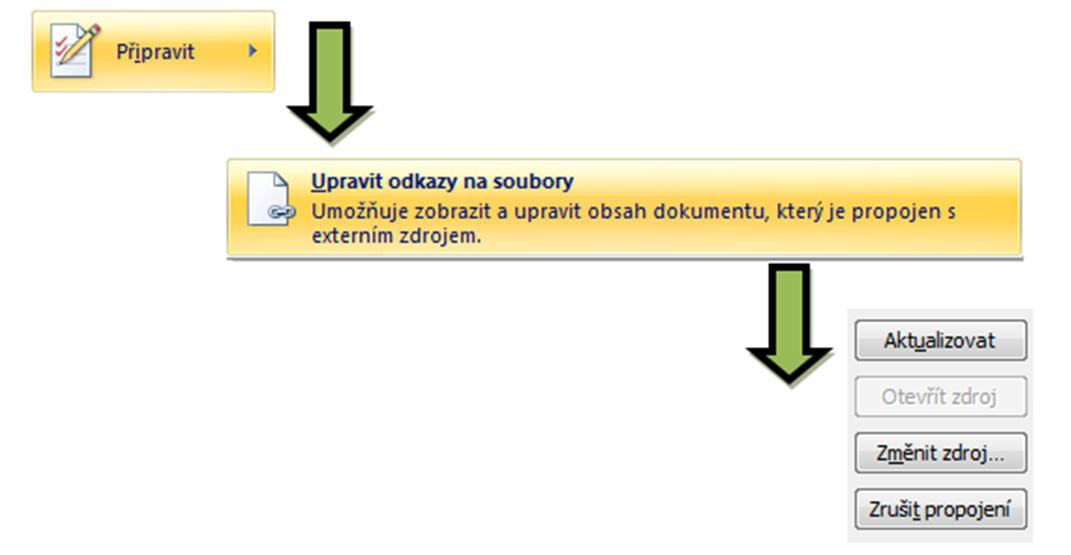 Přes tlačítko Office Obr. 30 Aktualizace obrázků Shrnutí při tvorbě v Microsoft Word: Příprava dokumentu. Pozn.