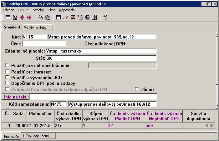 Pre evidenciu vyhotovenia faktúr vydaných pre dodanie vybraných druhov tovarov, pri ktorých sa uplatňuje prenos daňovej povinnosti na príjemcu plnenia -kód N445 a kód D445 pre