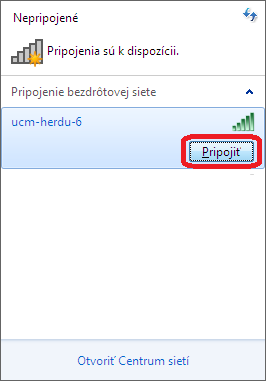- Znovu kliknite na ikonu vpravo dole, vyberte príslušný prístupový bod a kliknite na pripojiť - Niekedy si systém hneď vypýta prihlasovacie údaje aj bez kliknutia na pripojiť, to okno treba zrušiť a