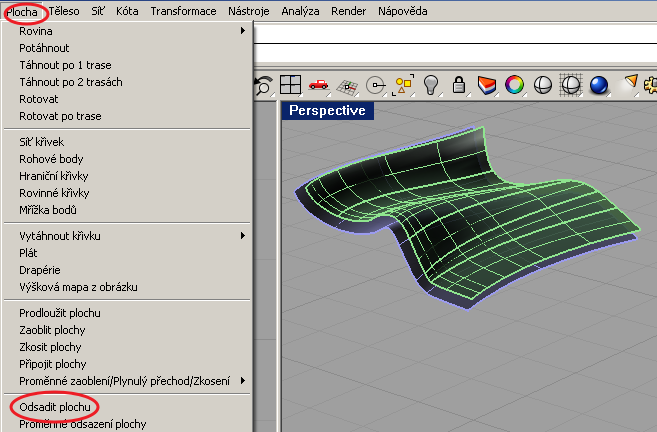 Příklad 8: Otevřete soubor Nápověda/Učíme se Rhino/Otevřít modely pro návody/sweep2.