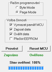 Page Mode komunikace po stránkách. Při rozsáhlejším programu je rychlejší přenos po stránkách.