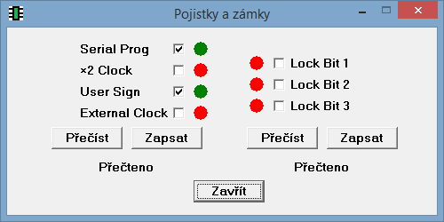 viditelná na obrázku níže, je dostupná pouze u AT89S8253. Funkce jednotlivých možností jsou dány použitým mikrokontrolérem a úplný význam lze nalézt v jeho dokumentaci (2).