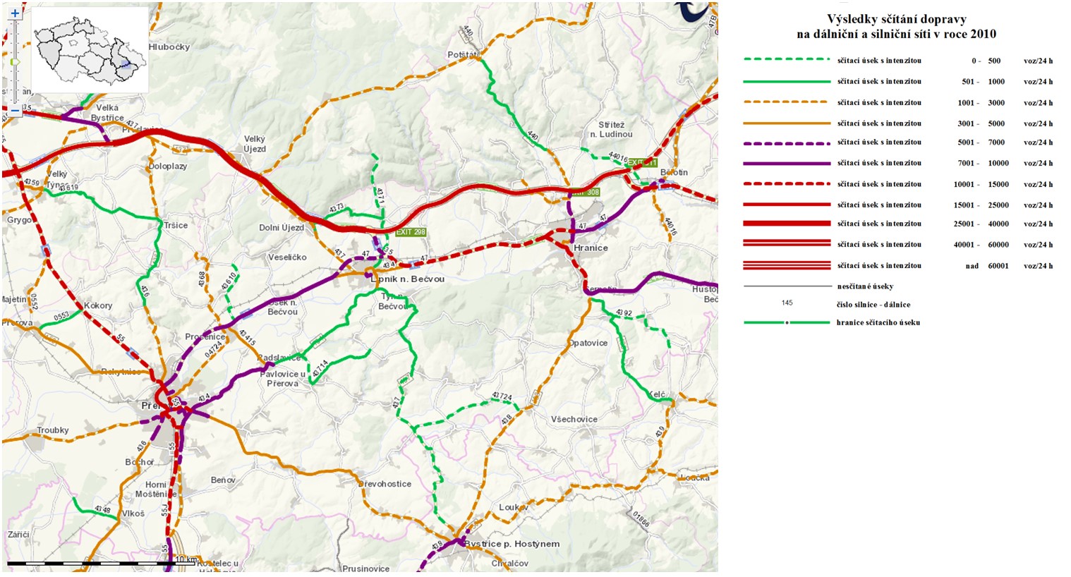 Další rozvoj sítě regionálních silnic bude ovlivněn zejména růstem intenzity dopravy, neboť významnější úpravy směrového vedení silnic nižších tříd nejsou zdůvodnitelné vzhledem k nízkým intenzitám