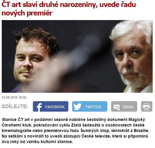 4: Druhé výročí ČT art Výročí ČT art: 31. srpna 2015 Shrnutí dosavadního fungování ČT art a představení nových projektů roku 2015 médiím.