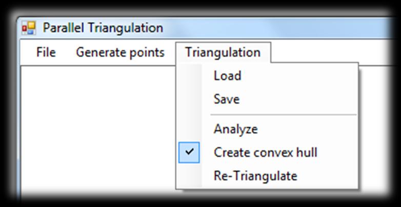 triangulaci. Pomocí kláves,, a je možné s triangulací pohybovat do všech čtyř stran. Obr. 11.4: Hlavní okno programu.