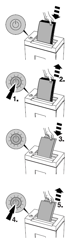 Stroj se automaticky zastaví při vložení velkého množství listů papíru. Rozsvítí se červená 1. vyjměte papír a rozdělte na menší složky 2.