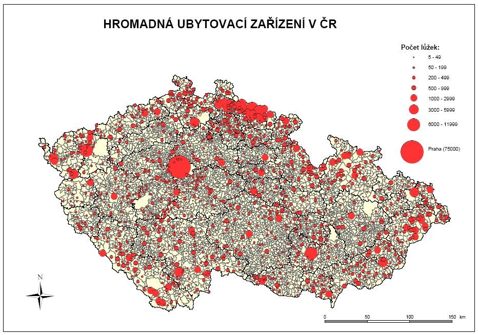 Kartogram 7 Základní infrastruktura cestovního ruchu ubytovací zařízení v ČR Zdroj: Návrh nové rajonizace cestovního ruchu ČR. Analytické výstupy výzkumného projektu MMR, č. WB 8200452.