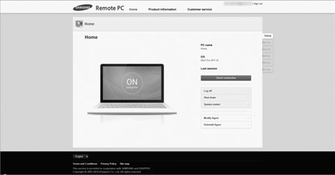 Web a sítě Registrování počítače 1 V počítači spusťte webový prohlížeč a navštivte adresu remotepc.rview.com. 2 Přihlaste se do účtu Samsung.