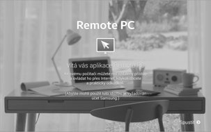 Web a sítě Registrování zařízení 1 Na obrazovce Aplikace klepněte na položku Remote PC. 2 Klepněte na položku Spustit na uvítací stránce. Spuštění aplikace. 3 Klepněte na položku Přihl.