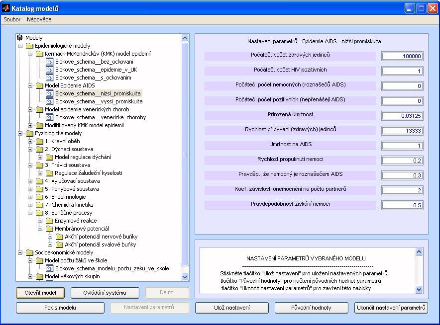 2 Systém pro prezentaci modelů Obr. 2.13. Hlavní program s otevřenou nabídkou nastavení parametrů Vybráním modelu v rozbalovací stromové struktuře a kliknutím na tlačítko.