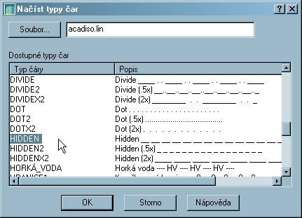 Filip Čmiel, AutoCAD 175 Obrázek 7-8: Dialogové okno Načíst typy čar 7.2.4. Přiřazení tloušťky čáry hladině Pomocí tloušťky čáry získají vaše objekty šířku.