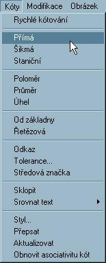 Filip Čmiel, AutoCAD 212 Obrázek 9-5: Roletové menu Kóty 9.3.1. Vytvoření kótovacího stylu POSTUPUJTE V TĚCHTO KROCÍCH 1. Zvolte položku Styl z roletového menu Kóty (viz. obr.