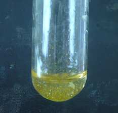 4 Žlutá sraženina chromanu olovnatého. 2. Do zkumavky přeneste 0,5 ml filtrátu a přidejte 1 M jodid draselný. Vznikne žlutá sraženina jodidu olovnatého.