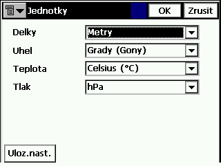 Konfigurace měřických jednotek (Jednotky)