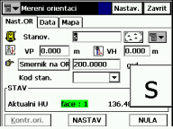 Po provedení měření budou data zaznamenáma a automaticky se zvedne číslo bodu. Po stisknutí klávesy [MEAS] bude budou měřená data a souřadnice zobrazeny.