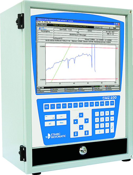 HOMMEL-ETAMIC CMZ 200 Vyhodnocovací jednotka Vyhodnocovací systém CMZ 200 se používá pro sběr, zobrazování a statistické zpracovávání velmi přesných rozměrů v dílenském prostředí.
