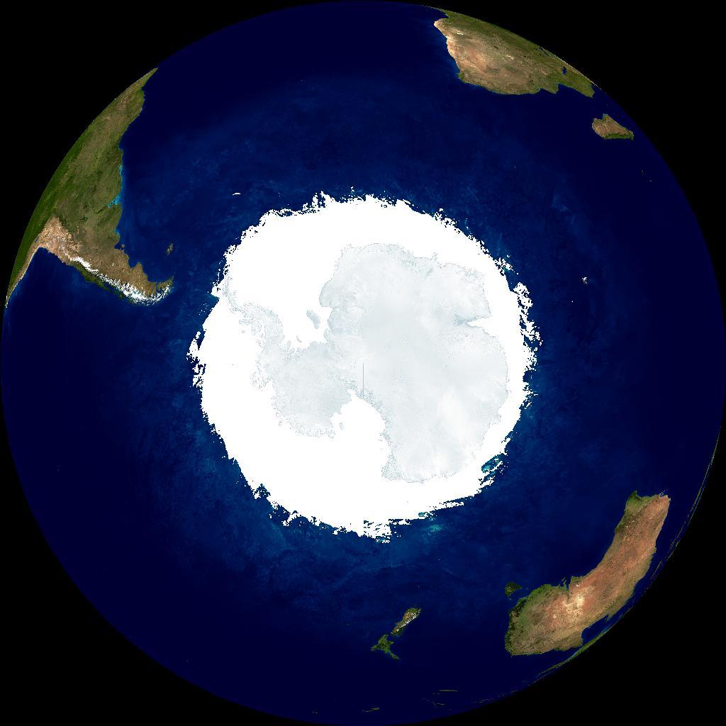 ANTARKTIDA chladnější půlrok Okraje bílé plochy se přibližně kryjí s nejzazší hranicí zamrzání moří okolo Antarktidy.