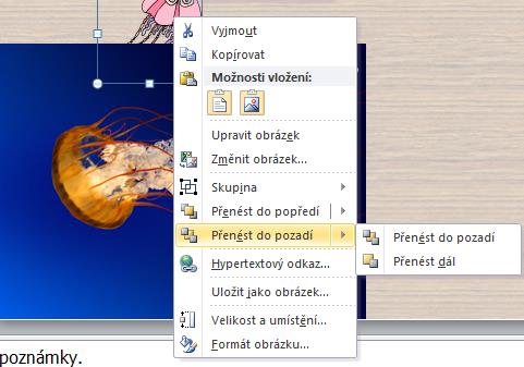 Práce s obrázky na snímku Práce s obrázky Máme v prezentaci obrázek (ky) nebo klipart (ty) a je třeba s nimi trochu manipulovat ne jen jim měnit pozici na snímku nebo je jich velikost.