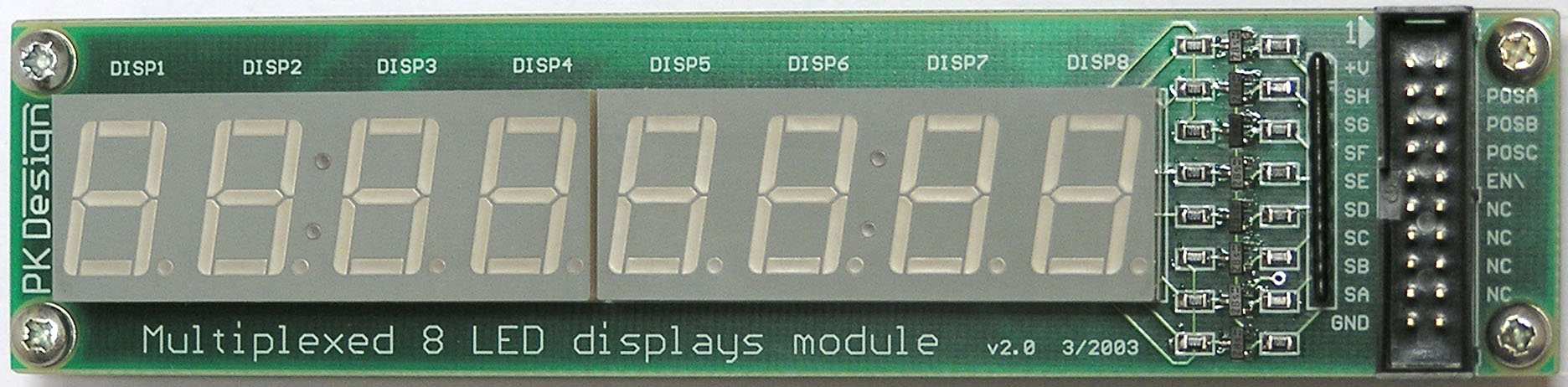 Modul multiplexovaných 8 LED displejů v2.