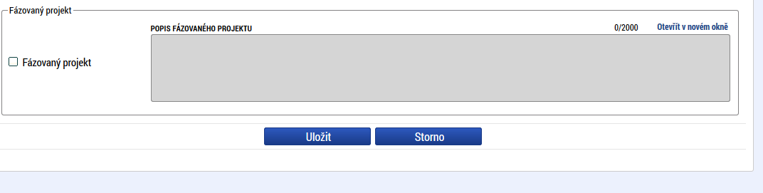 58 Je/bude realizováno zadávací řízení? 5.3. Záložka Popis projektu V rámci této záložky Žadatel vyplní základní informace k obsahu projektu.