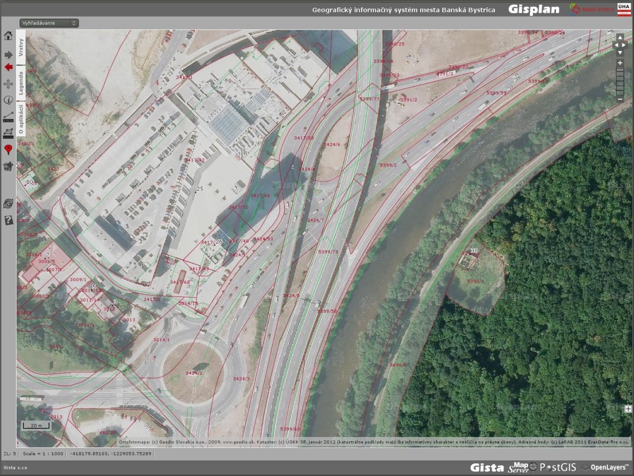 Využitie digitálnej ortofotomapy v GIS-e na MsÚ - ako samostatný mapový podklad - súčasne s inými mapovými