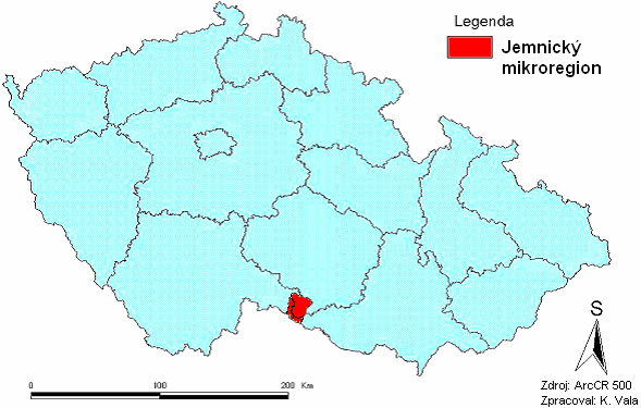 3 Geografická charakteristika Jemnického mikroregionu 3.1 Poloha Jemnického mikroregionu Jemnický mikroregion se nachází na pomezí jihozápadní Moravy a jihovýchodních Čech.