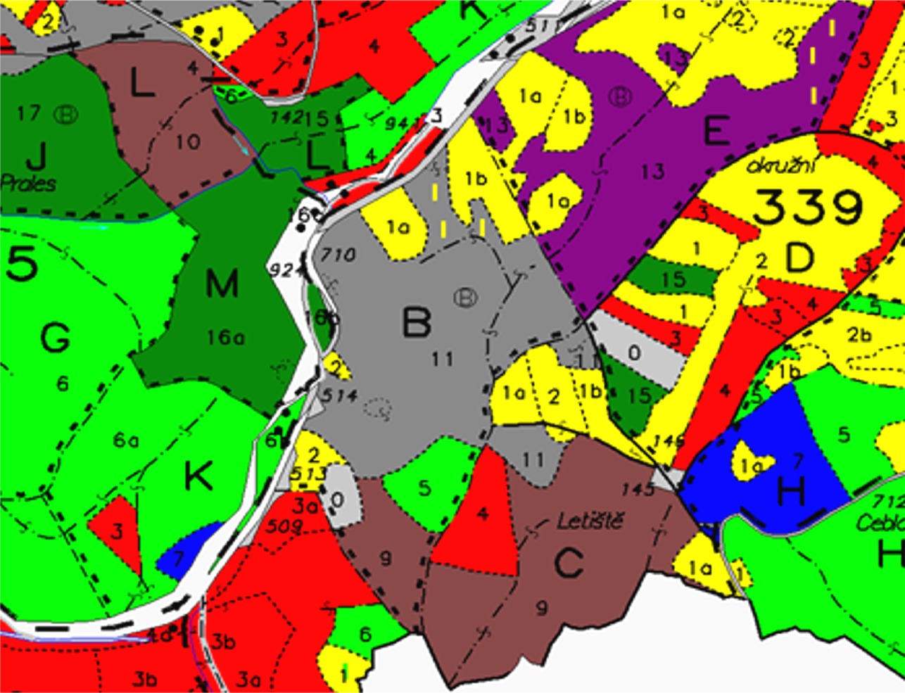 1) Porost 339B11 začal být obnovován clonným způsobem od roku 2003. Citlivými zásahy bylo postupně vytěženo přes 1 100 m 3 převážně buku.