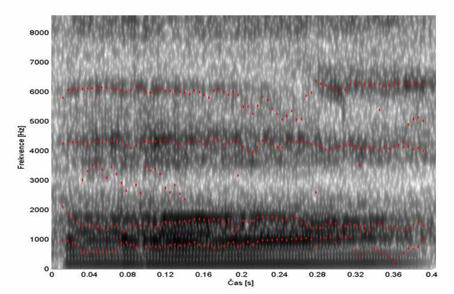 2.1 Formanty Formant [PAL94], [GRI08] je obecně charakterzován jako koncentrace akustcké energe v okolí určté frekvence. V řečovém pásmu se jch nalézá více.