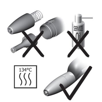 1 x RinsEndo dezinfekce (5 ml) 8. Dezinfekce, čištění a sterilizace 6 7 1 x voda (5 ml) (6-10 dh) Před prvním uvedením do provozu a po každém použití musíte Dürr RinsEndo čistit a sterilizovat.