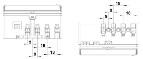 w Contoare digitale de energie activă cu certificare MID, Seria DIZ w Dimensiuni de gabarit 7 W Schema de conectare DESCRIERE STOC STORE COD COMANDĂ Interfaţă S0 Contor trifazat 80 A, măsurare