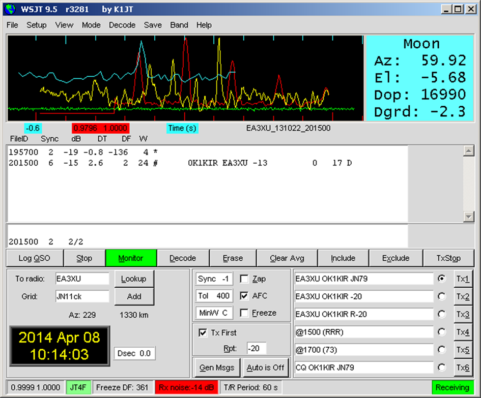 24 GHz EME provoz CW/JT (7) JT4F