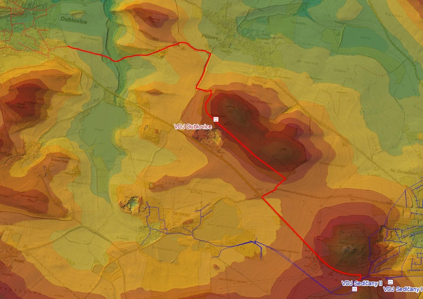 Základní požadavky na rozváděcí síti v obcích: max. hydrostatický přetlak 0,6 MPa (60 m v.sl) (v odůvodněných případech až 0,7 MPa (70m v.sl)) min. hydrodynamický přetlak 0,25 MPa (25 m v sl.