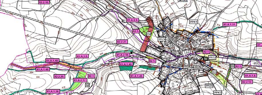Obr. 6 Územní plán obce Útvina výřez z Výkresu koncepce uspořádání krajiny Obr.