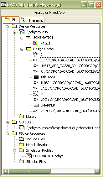 Project manager Diskový soubor s názvem projektu Schéma obsahující jednu stránku Seznam