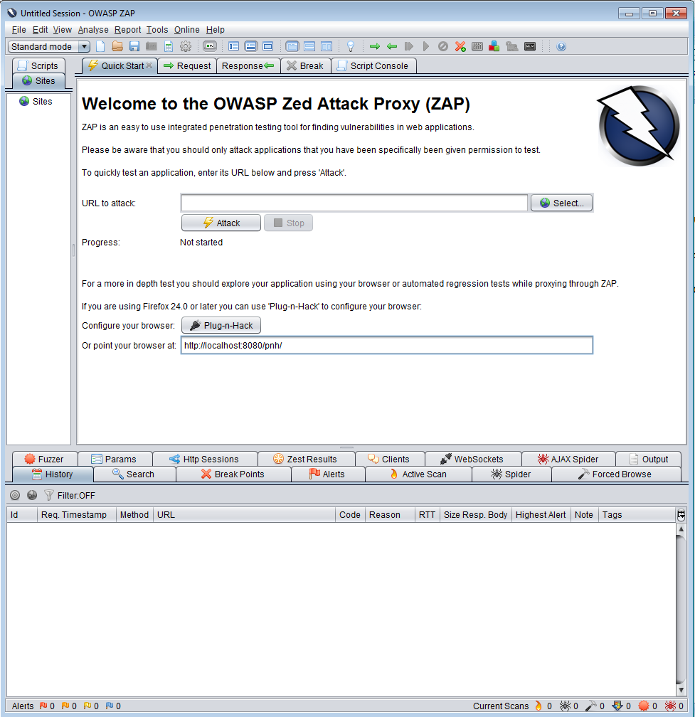 4 Penetrační testování 4.1 Program OWASP ZAP K provedení penetračního testu webové stránky jsem využil programu OWASP ZAP (Zed Attack Proxy Project).