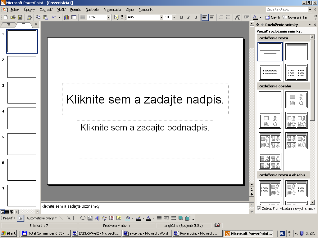 Microsoft POWERPOINT XP Ms PowerPoint plní funkciu aplikácie na vytváranie prezentácií. Takisto ako MS Word a MS Excel je aj MS PowerPoint súčasťou kancelárskeho balíka MS OFFICE.