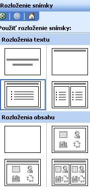 Prezentácia slúži ako pomôcka s obsahom, resp. dôležitými bodmi. Pri tvorbe prezentácie postupne vytvárame nové snímky, pre ktoré zvolíme vhodné rozloženie podľa obsahu (nadpis, text, objekt,...).