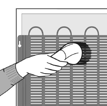 Udržování a čištění Automatick odmražování chladničky Z kondensátoru na zadní stěně přístroje občas očistěte prach měkkou nekovovou štětkou nebo vysavačem.