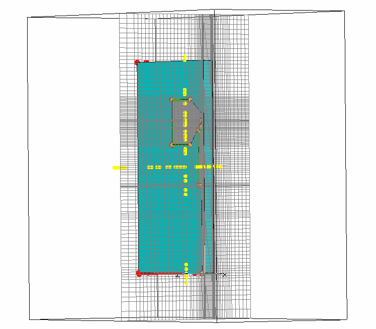 Obr. 7.4 Hustota sítě pro výpočet motýlkové antény v programu CST microwave studio První krok v optimalizačním procesu byl simuloval změny velikosti jednotlivých parametrů antény tzv.