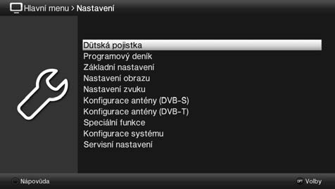 Základní ovládání 5.2 Spuštění hlavního menu a navigace v nabídkách/ funkcích Na následujícím příkladu má být znázorněno, jak můžete vstoupit do hlavního menu a spustit podnabídku.