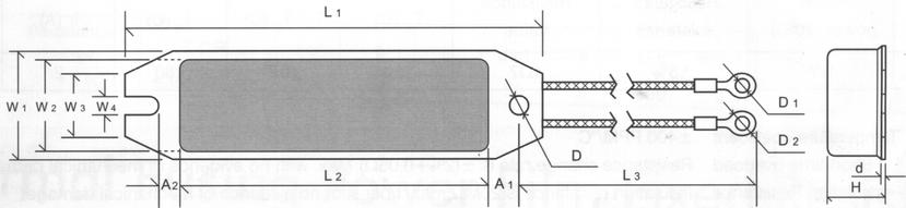 BTR 2A3I - 4 Rezistory drátové ové - BTR, HAWR při 70 C: 1000W rozsah hodnot: 1.0 10 tolerance: 20% teplotní koeficient: 300PPM/ C rozsah pracovních teplot: -55+350 C L1 1.5 L2 1.0 L3 2.0 W1 1.0 W2 0.