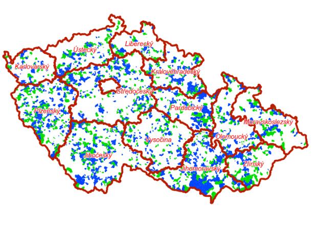 Obrázek 6.4.1 Přehled zahájených a ukončených komplexních pozemkových úprav v rámci krajů ČR k 30. 12.