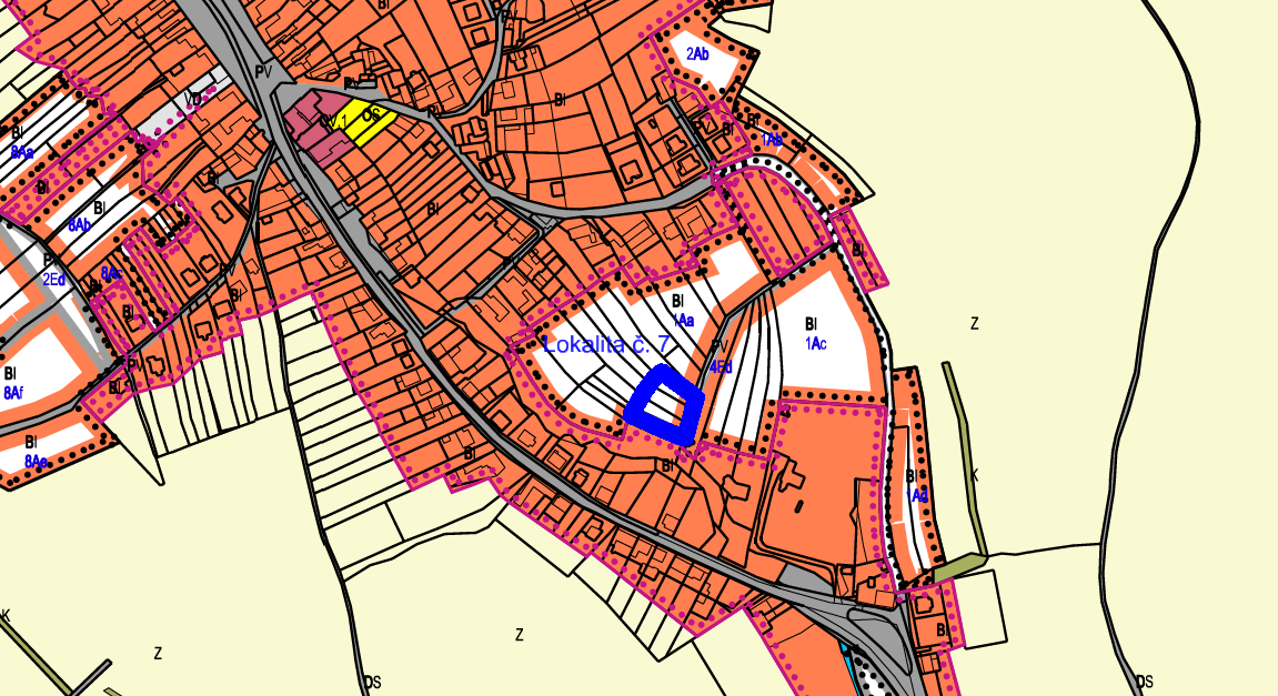 rodinného domu. Lokalita č. 7: parcelní čísla KN 478/2, 478/3, 478/4, 478/5, 478/6 v k.ú. Žlutava.