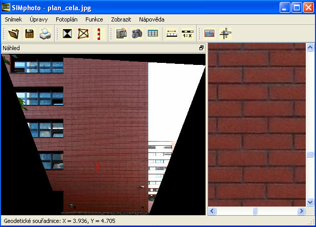2.2 Tvorba fotoplánu v SW SIMphoto Stejně jako v mé bakalářské práci byla pro tvorbu fotoplánů využita aplikace SIMphoto. Jedná se o volně šiřitelný program vytvořený v rámci diplomové práce ing.