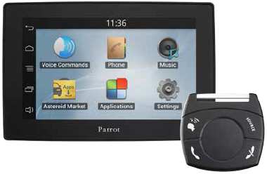 NAVIGÁCIA, APLIKÁCIE, HUDBA A BLUETOOTH HANDSFREE Parrot ASTEROID Tablet je multimediálny handsfree systém s kapacitným displejom, ktorý je možné bez akýchkoľvek problémov integrovať do jestvujúceho